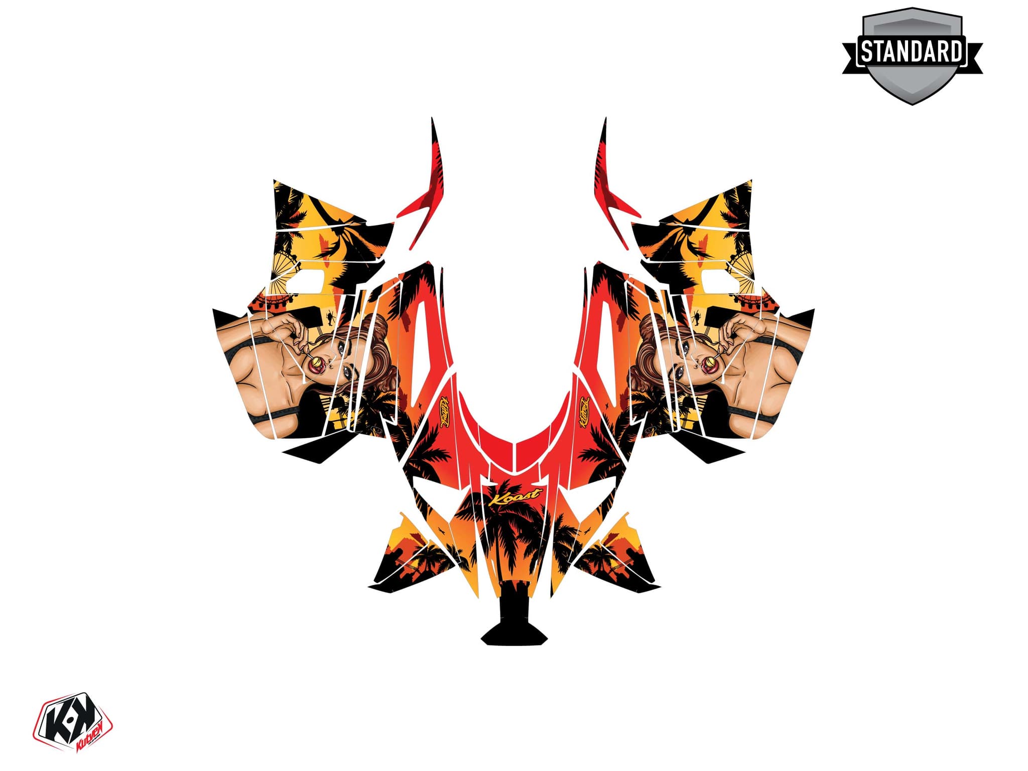 Snowmobile YAMAHA SIDEWINDER SRX KOAST Yellow graphic kit | Yamaha | Kutvek - View 2