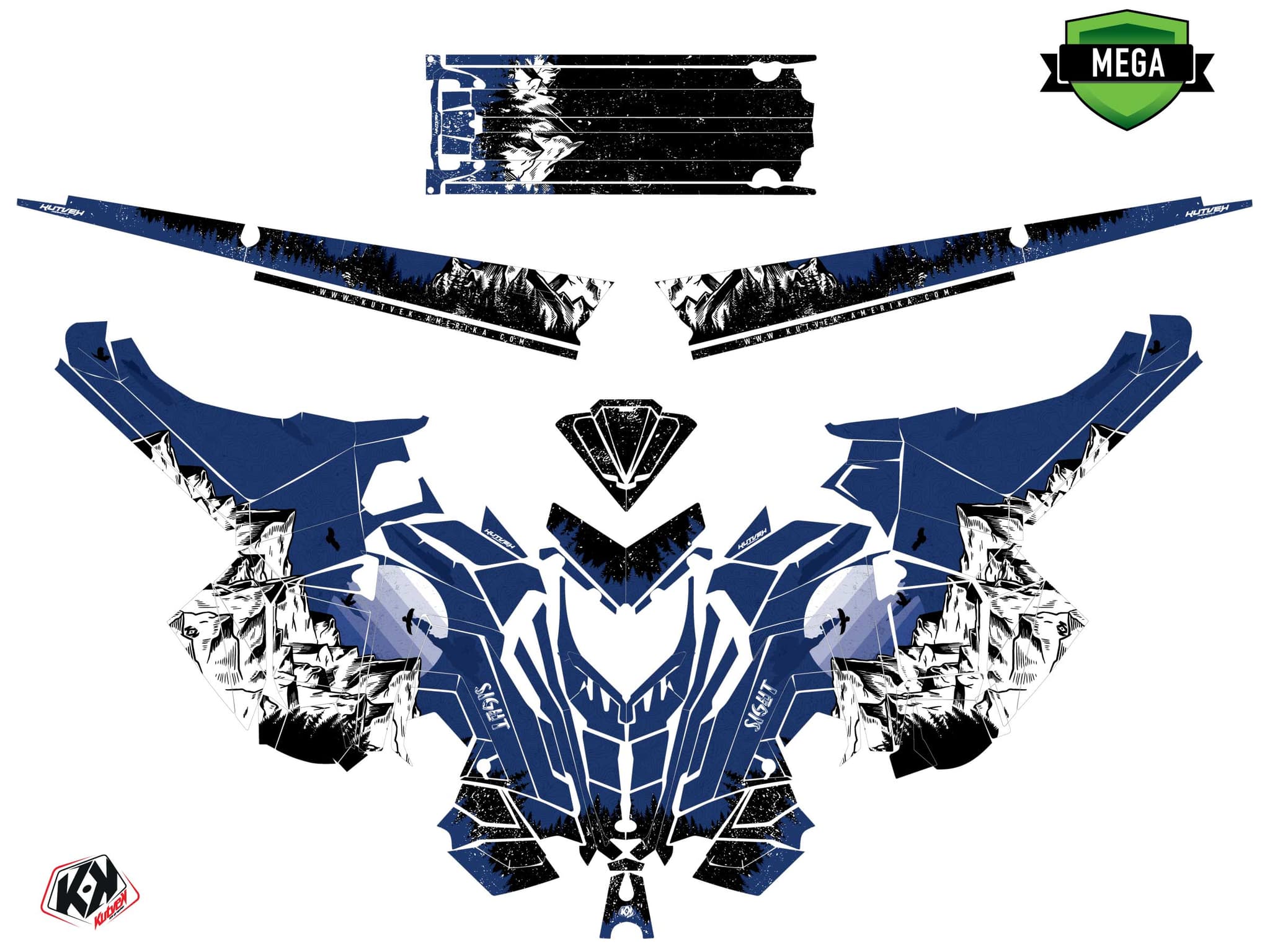 Snowmobile POLARIS RMK PRO AXYS sight Blue graphic kit | Polaris | Kutvek - View 4