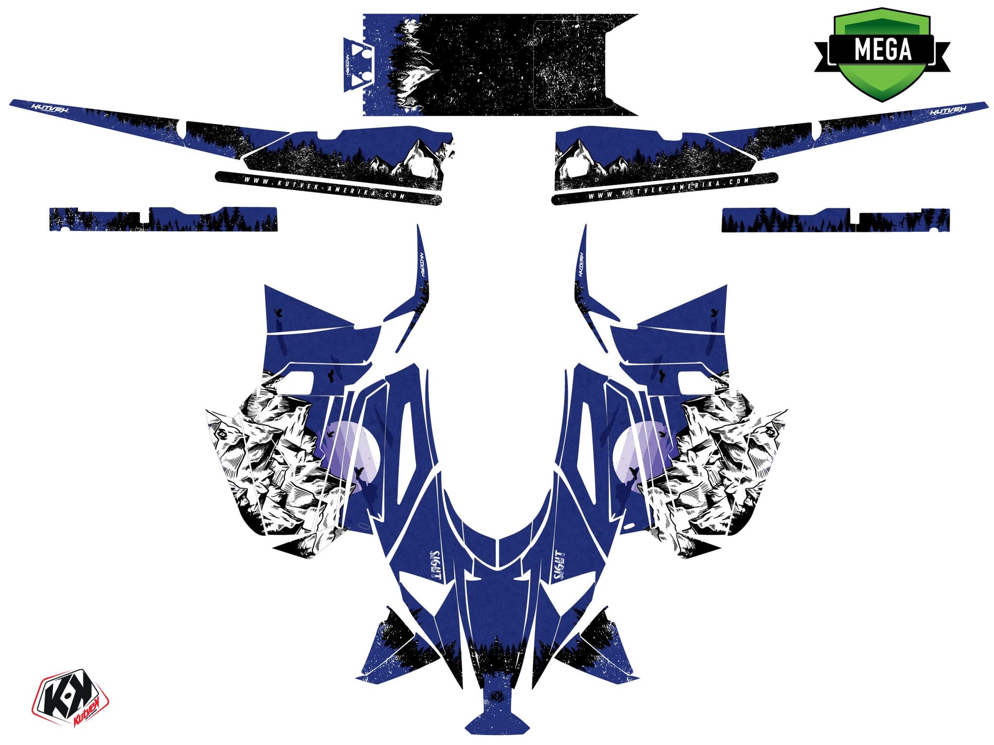 Snowmobile YAMAHA SIDEWINDER SRX sight Blue graphic kit | Yamaha | Kutvek - View 4