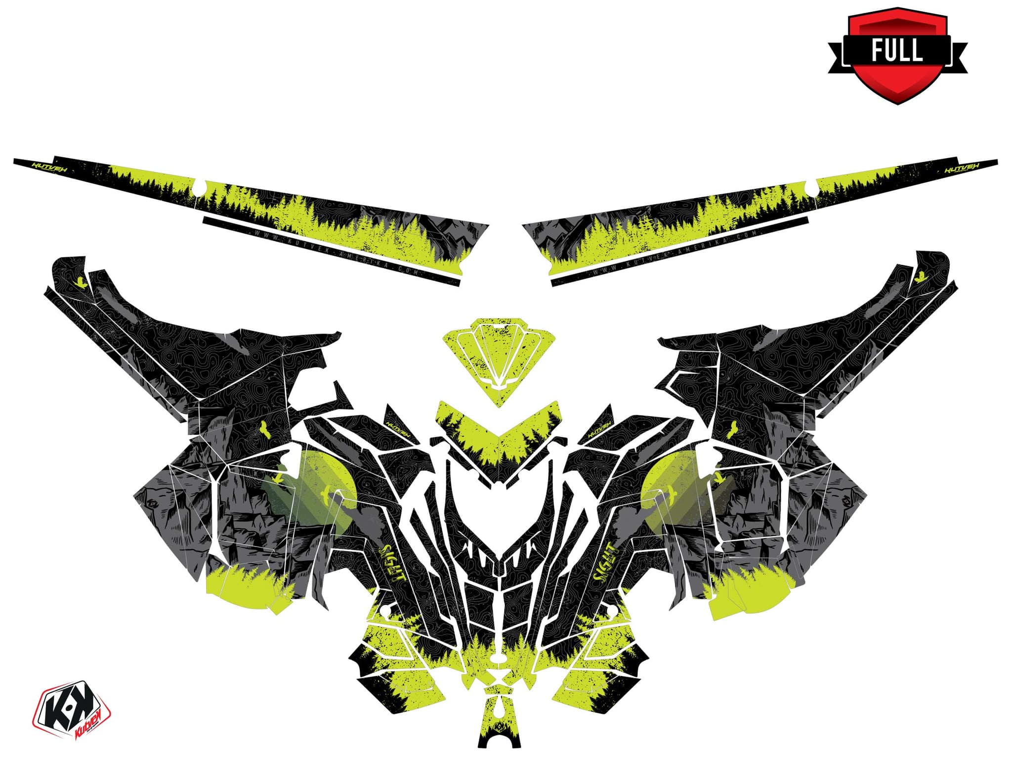 Snowmobile POLARIS RMK PRO AXYS sight Black-Lime graphic kit | Polaris | Kutvek - View 4