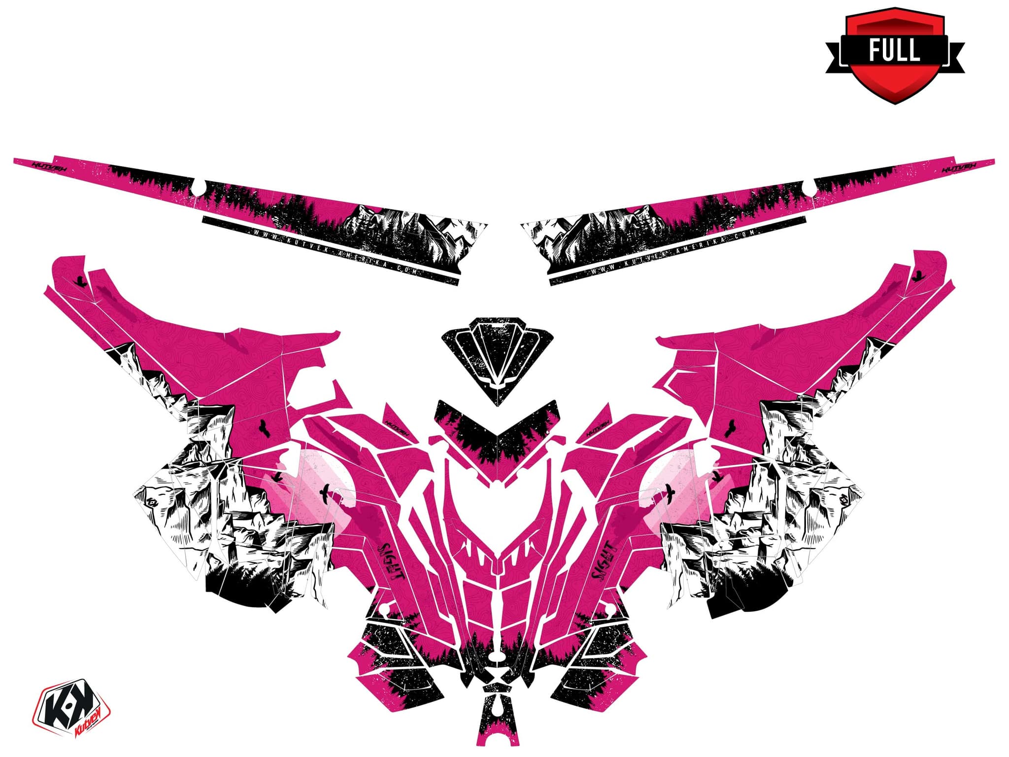 Snowmobile POLARIS RMK PRO AXYS sight Pink graphic kit | Polaris | Kutvek - View 3