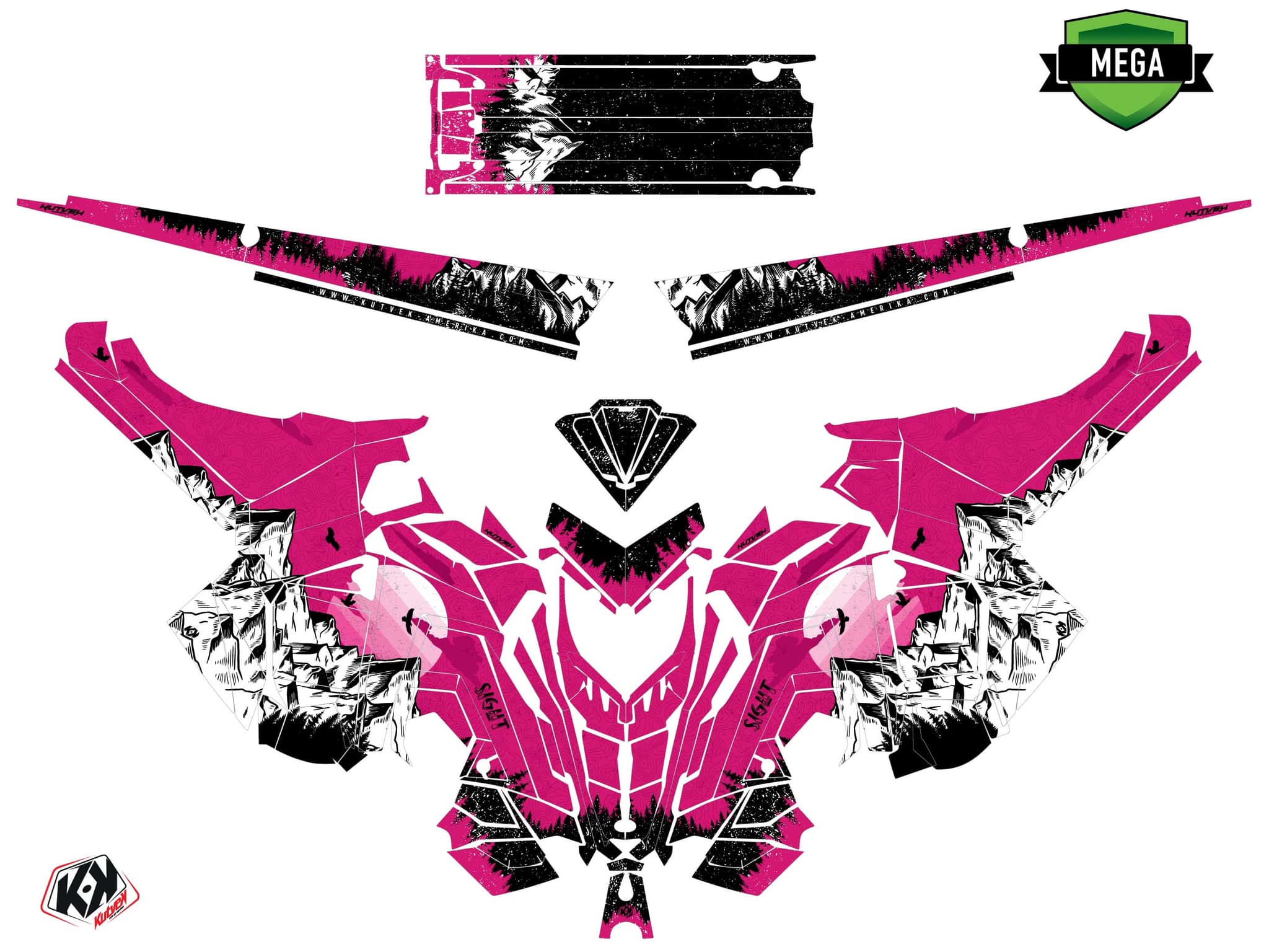 Snowmobile POLARIS RMK PRO AXYS sight Pink graphic kit | Polaris | Kutvek - View 4