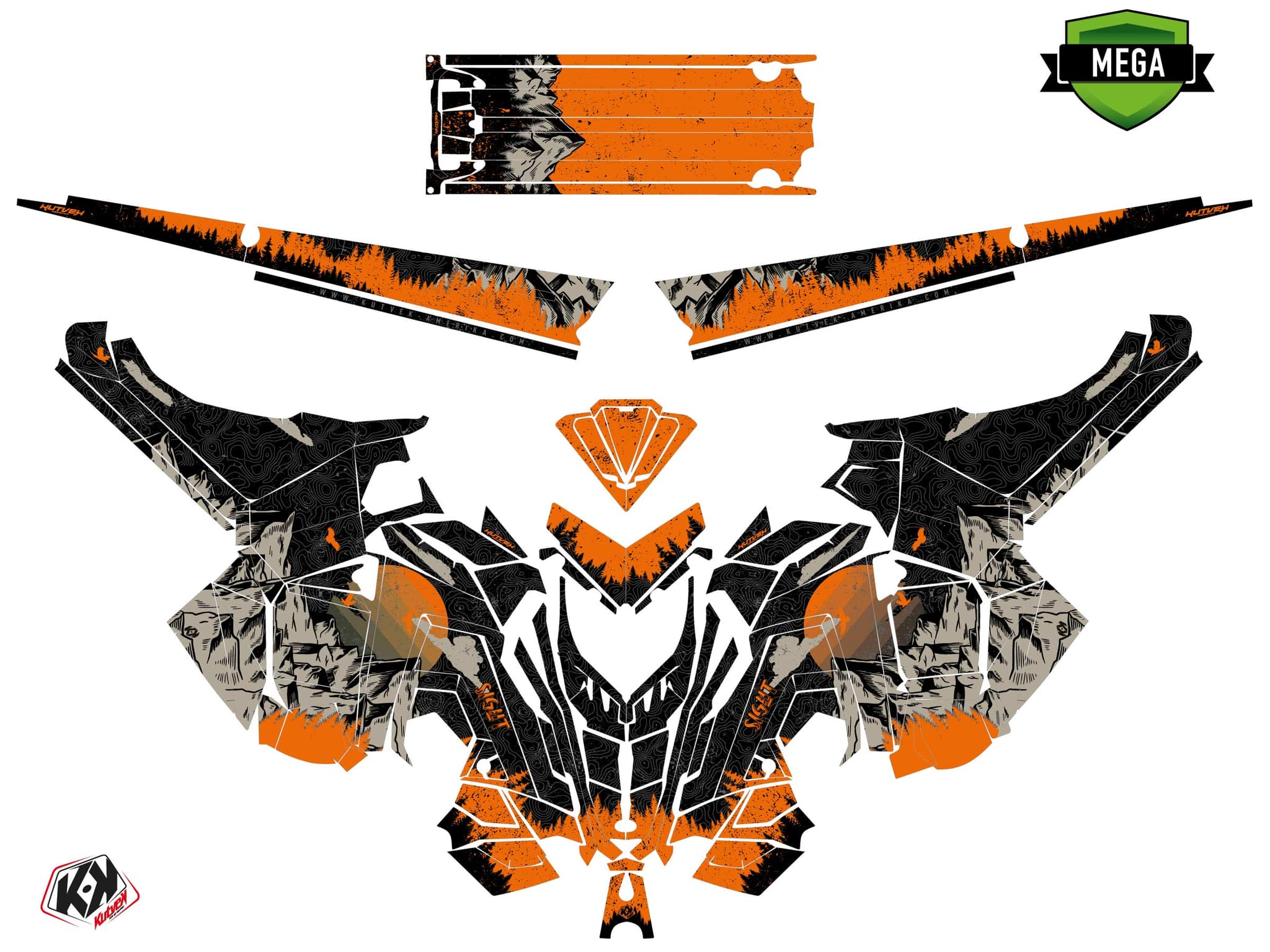Snowmobile POLARIS RMK PRO AXYS sight Black-Sand graphic kit | Polaris | Kutvek - View 4