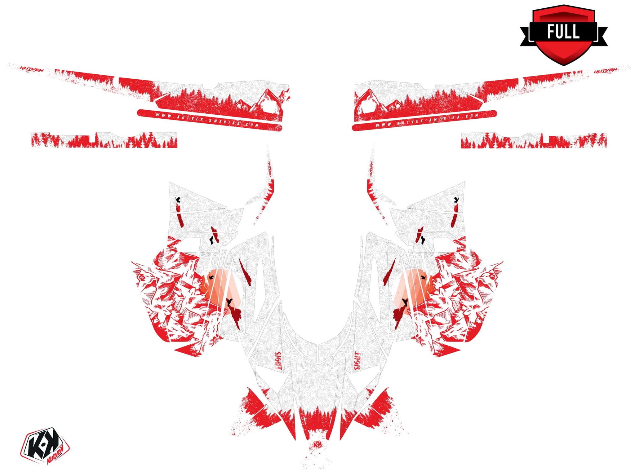 Snowmobile YAMAHA SIDEWINDER SRX sight White-Red graphic kit | Yamaha | Kutvek - View 3