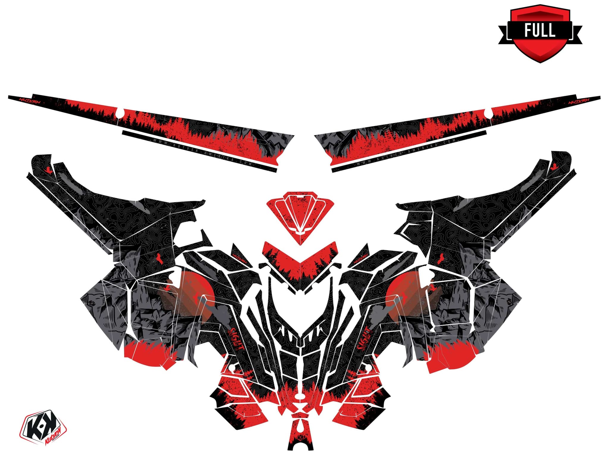 Snowmobile POLARIS RMK PRO AXYS sight Black-Red graphic kit | Polaris | Kutvek - View 3