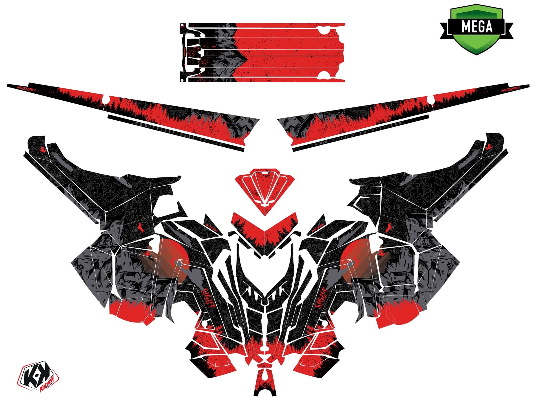 Snowmobile POLARIS RMK PRO AXYS sight Black-Red graphic kit | Polaris | Kutvek - View 4