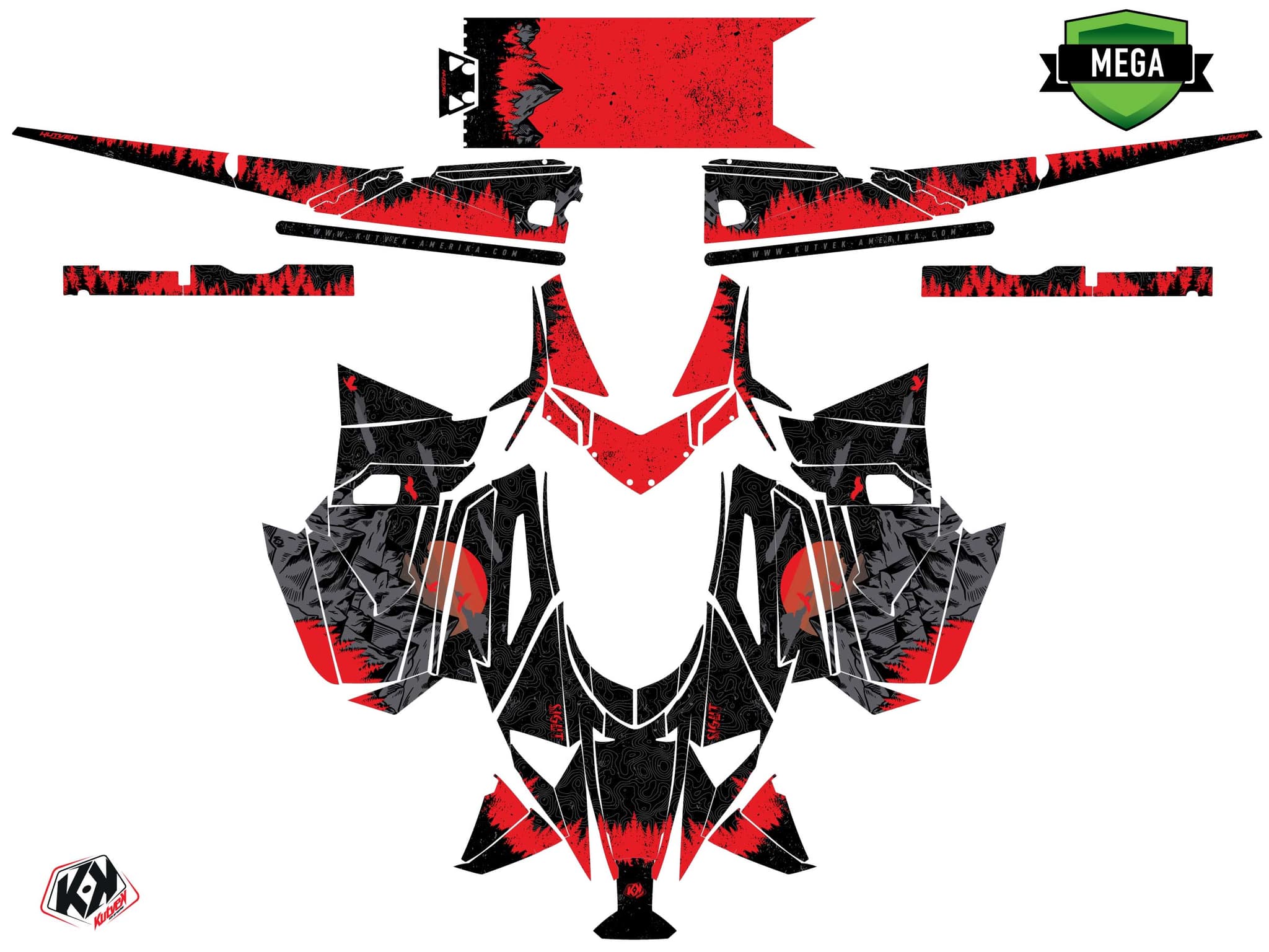 Kit graphique Motoneige ARCTIC CAT M 7000 sight Noir-Rouge | Arctic Cat | Kutvek - View 4