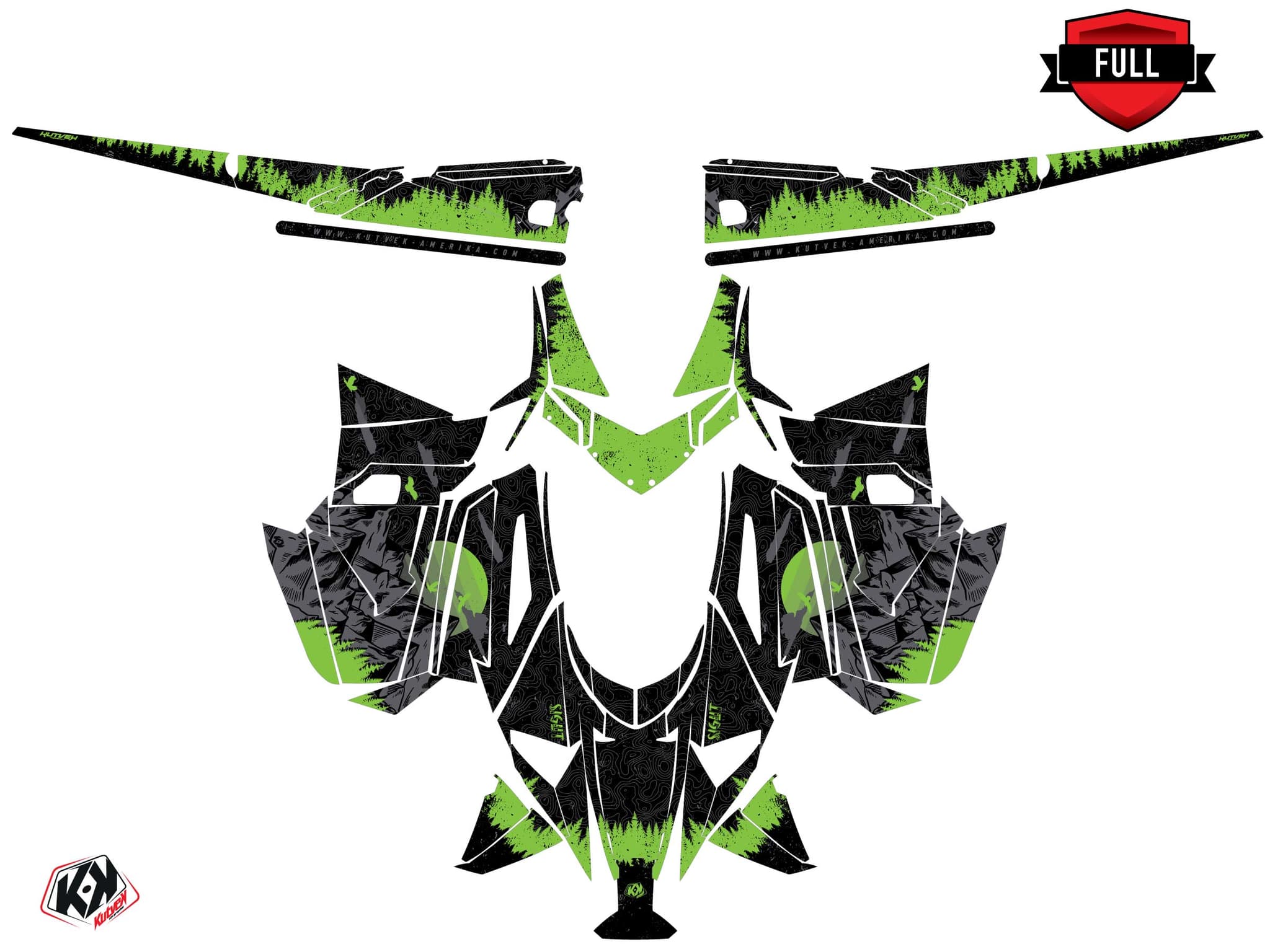 Kit graphique Motoneige ARCTIC CAT CROSSFIRE sight Noir-Vert | Arctic Cat | Kutvek - View 3