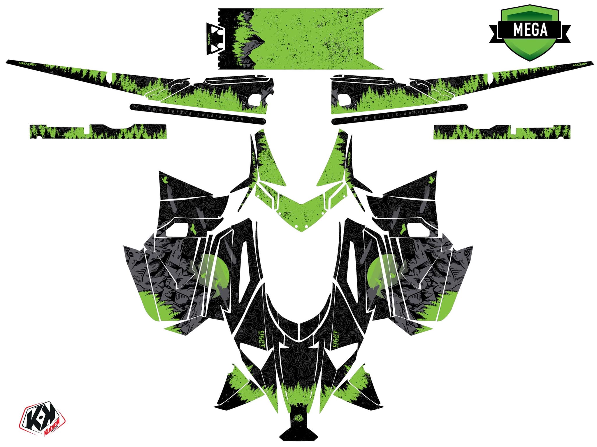 Kit graphique Motoneige ARCTIC CAT CROSSFIRE sight Noir-Vert | Arctic Cat | Kutvek - View 4