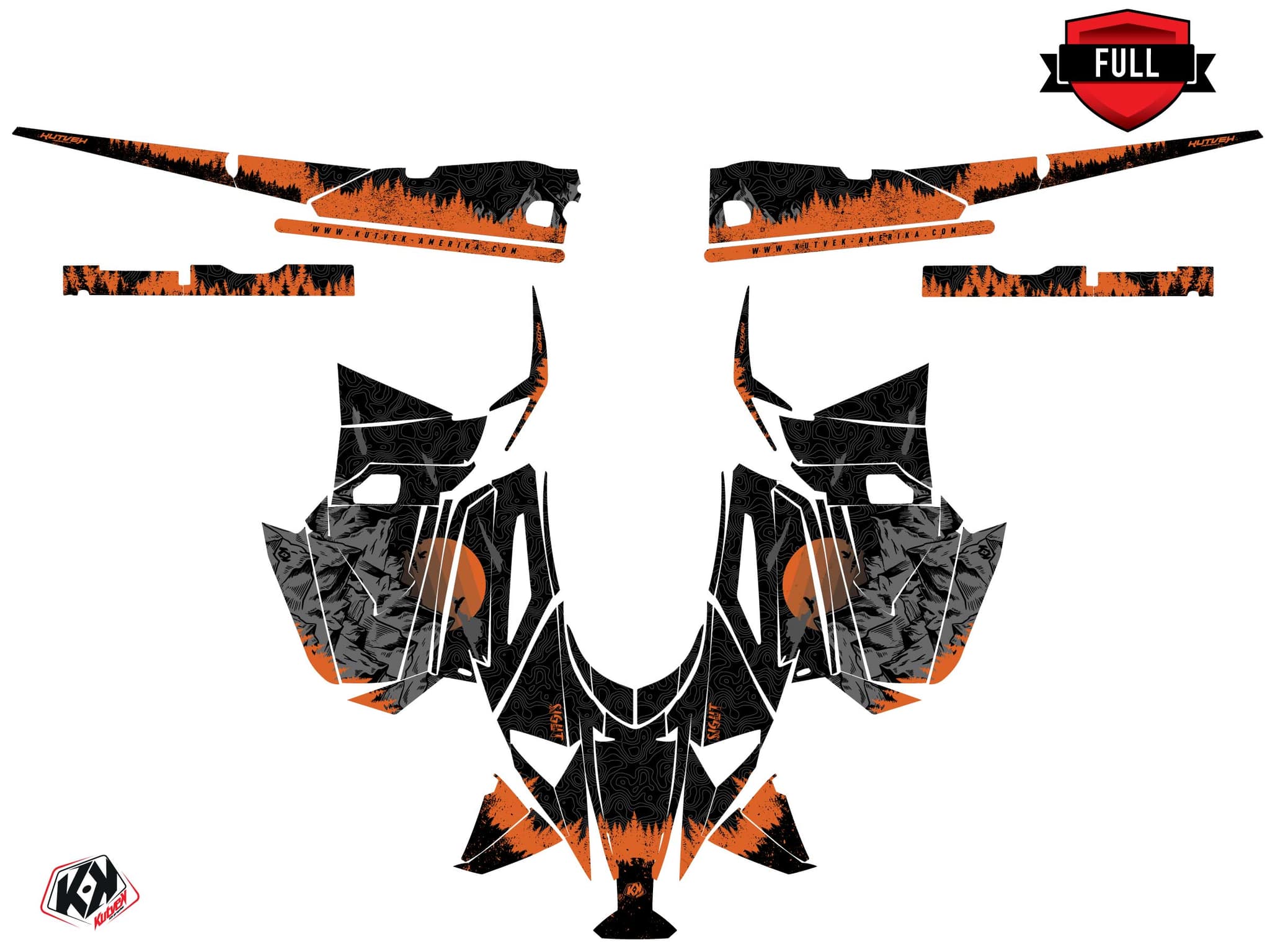 Snowmobile YAMAHA SIDEWINDER SRX sight Black-Orange graphic kit | Yamaha | Kutvek - View 3