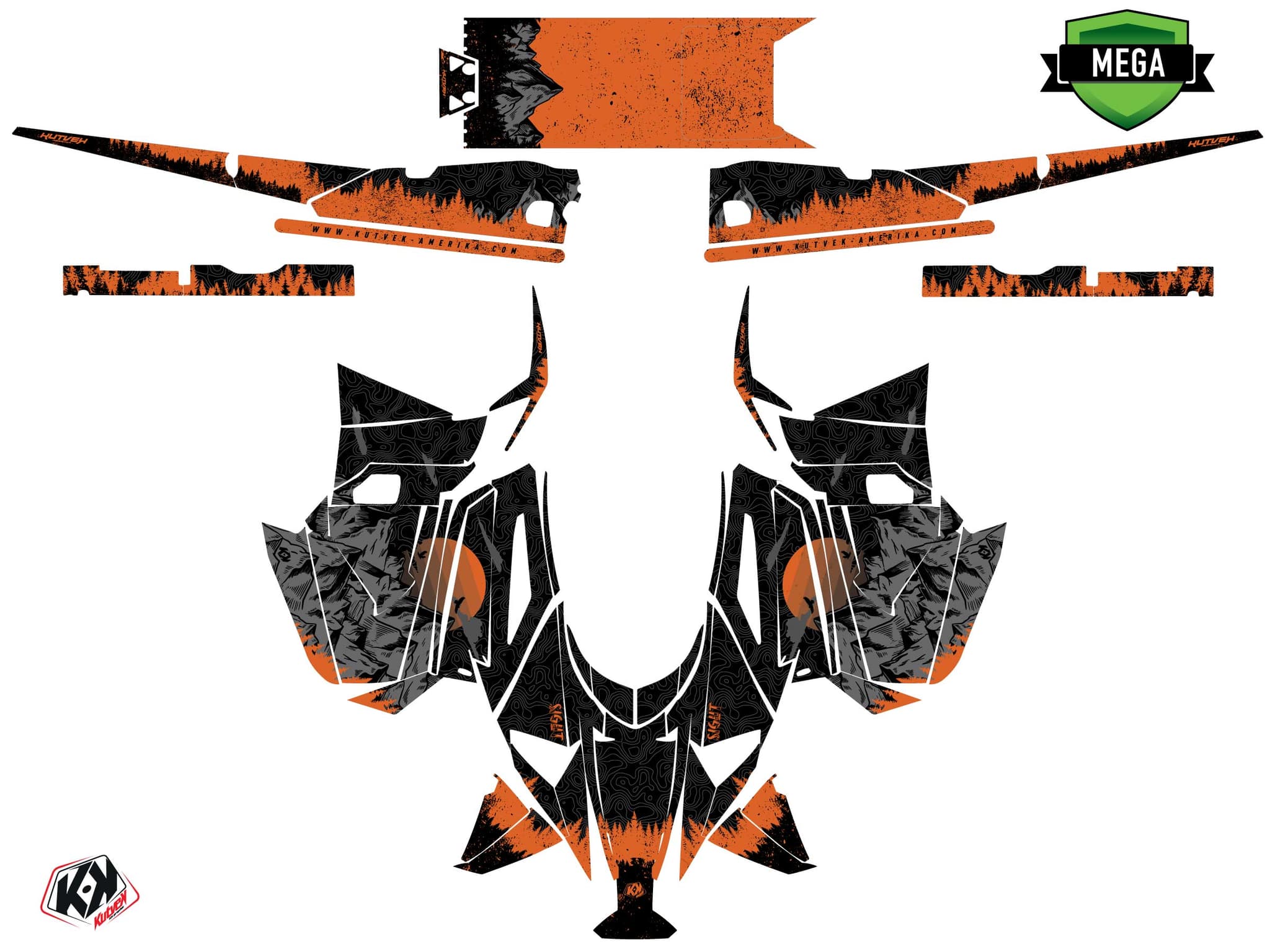 Snowmobile YAMAHA SIDEWINDER SRX sight Black-Orange graphic kit | Yamaha | Kutvek - View 4