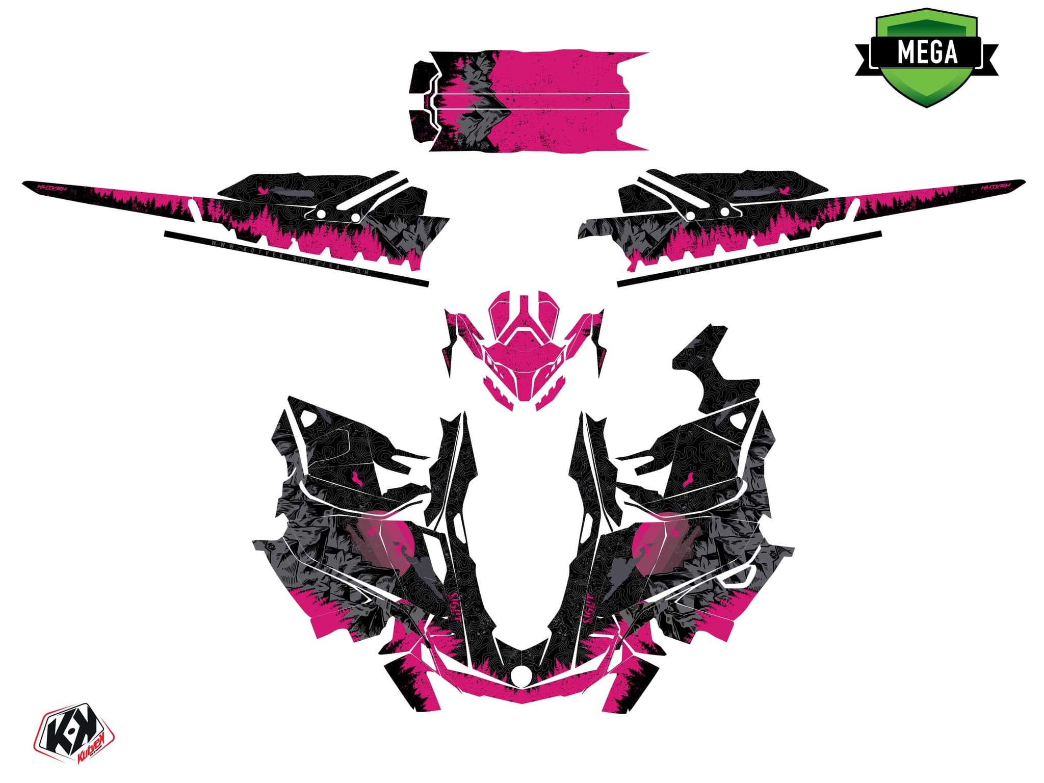 snowmobile skidoo backcountry sport sight black-pink  graphic kit | Skidoo | Kutvek - View 4