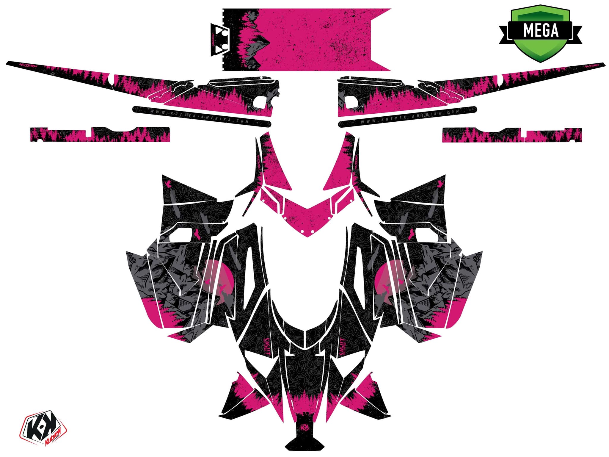 Kit graphique Motoneige ARCTIC CAT BLAST M 400 sight Noir-Rose | Arctic Cat | Kutvek - View 4