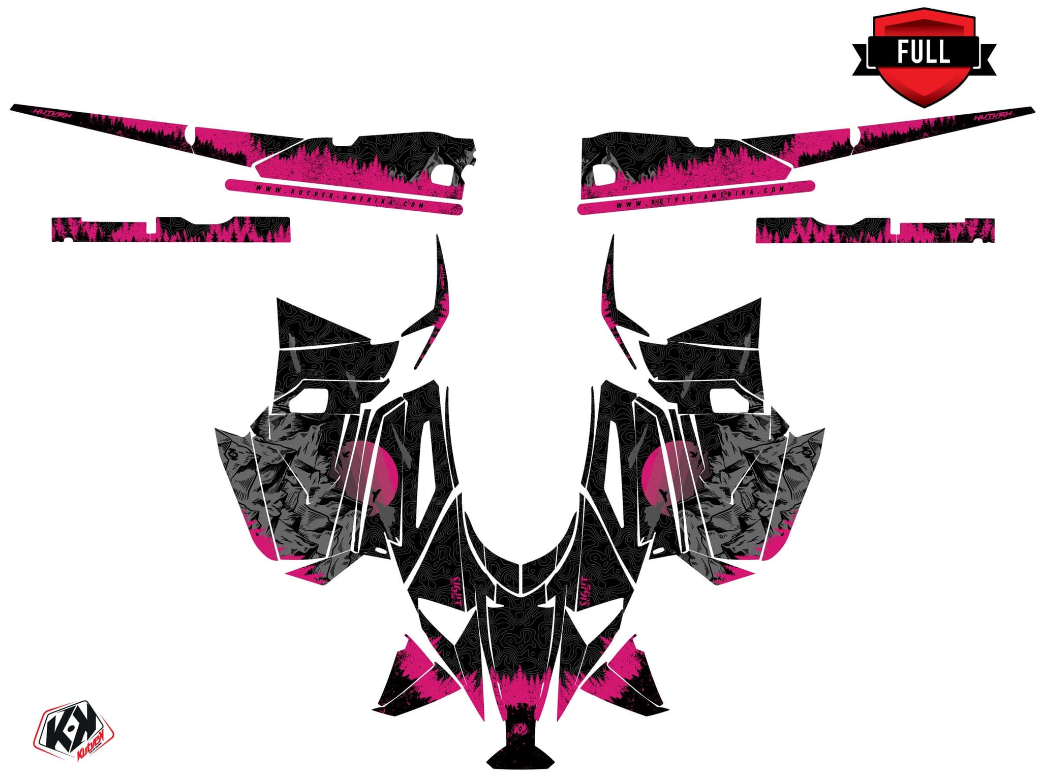 Snowmobile YAMAHA SIDEWINDER SRX sight Black-Pink graphic kit | Yamaha | Kutvek - View 3