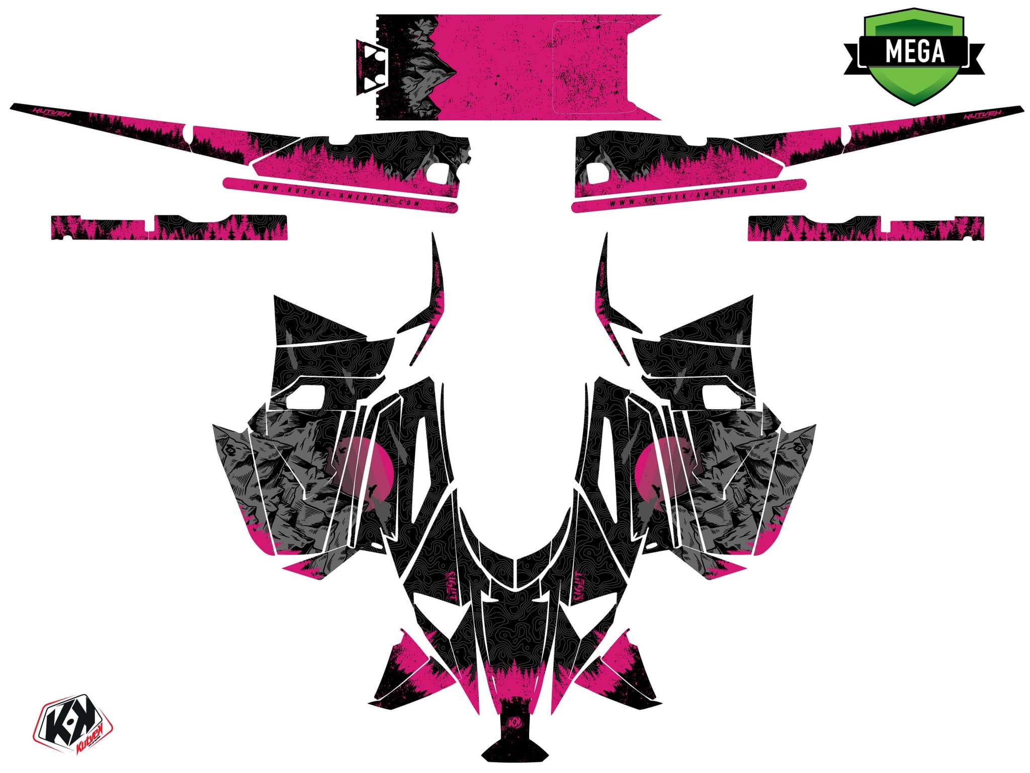 Snowmobile YAMAHA SIDEWINDER SRX sight Black-Pink graphic kit | Yamaha | Kutvek - View 4