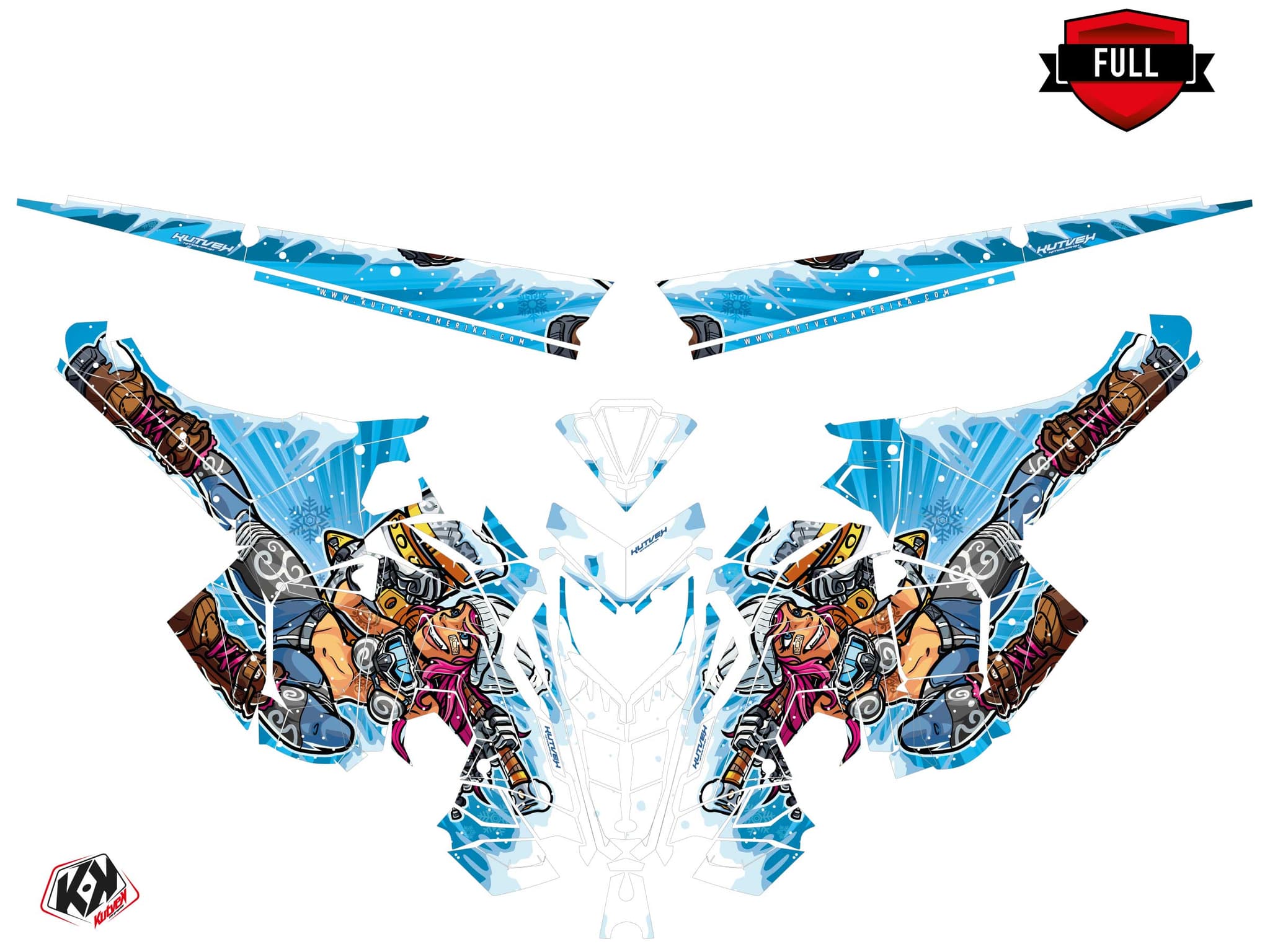 Graphic Kit Snowmobile Polaris RMK Pro Axys Xena Blue | Polaris | Kutvek - View 3