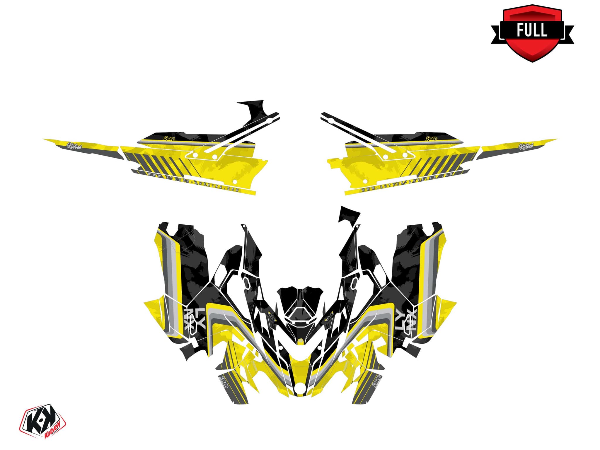snowmobile lynx boondocker ds race yellow  graphic kit | Lynx | Kutvek - View 3