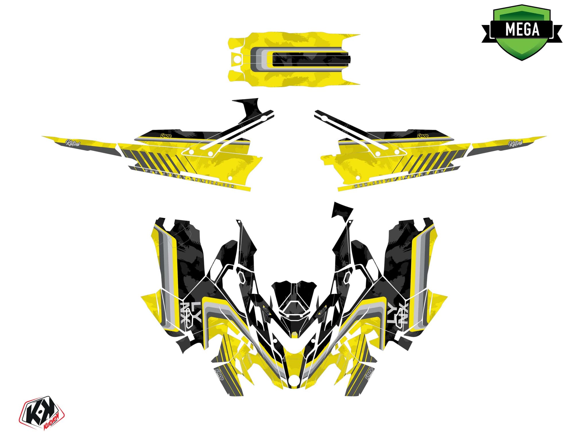 snowmobile lynx boondocker ds race yellow  graphic kit | Lynx | Kutvek - View 4