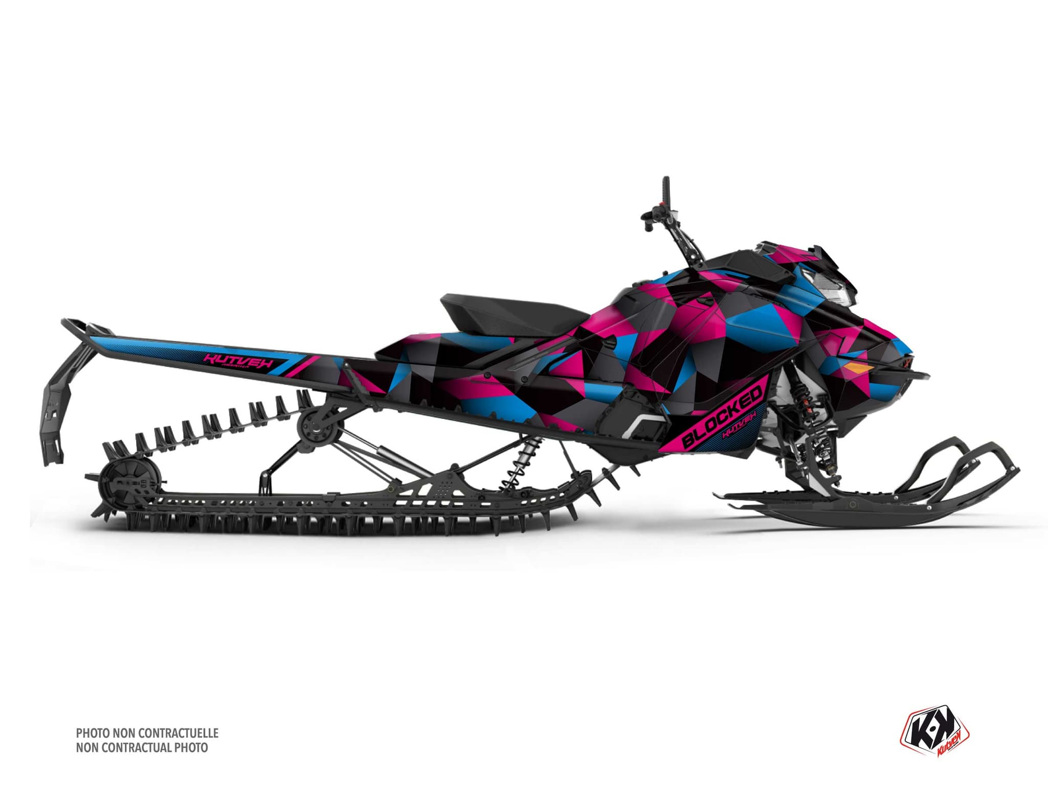 kit déco motoneige yamaha mountain max es blocked noir-rose-bleu
