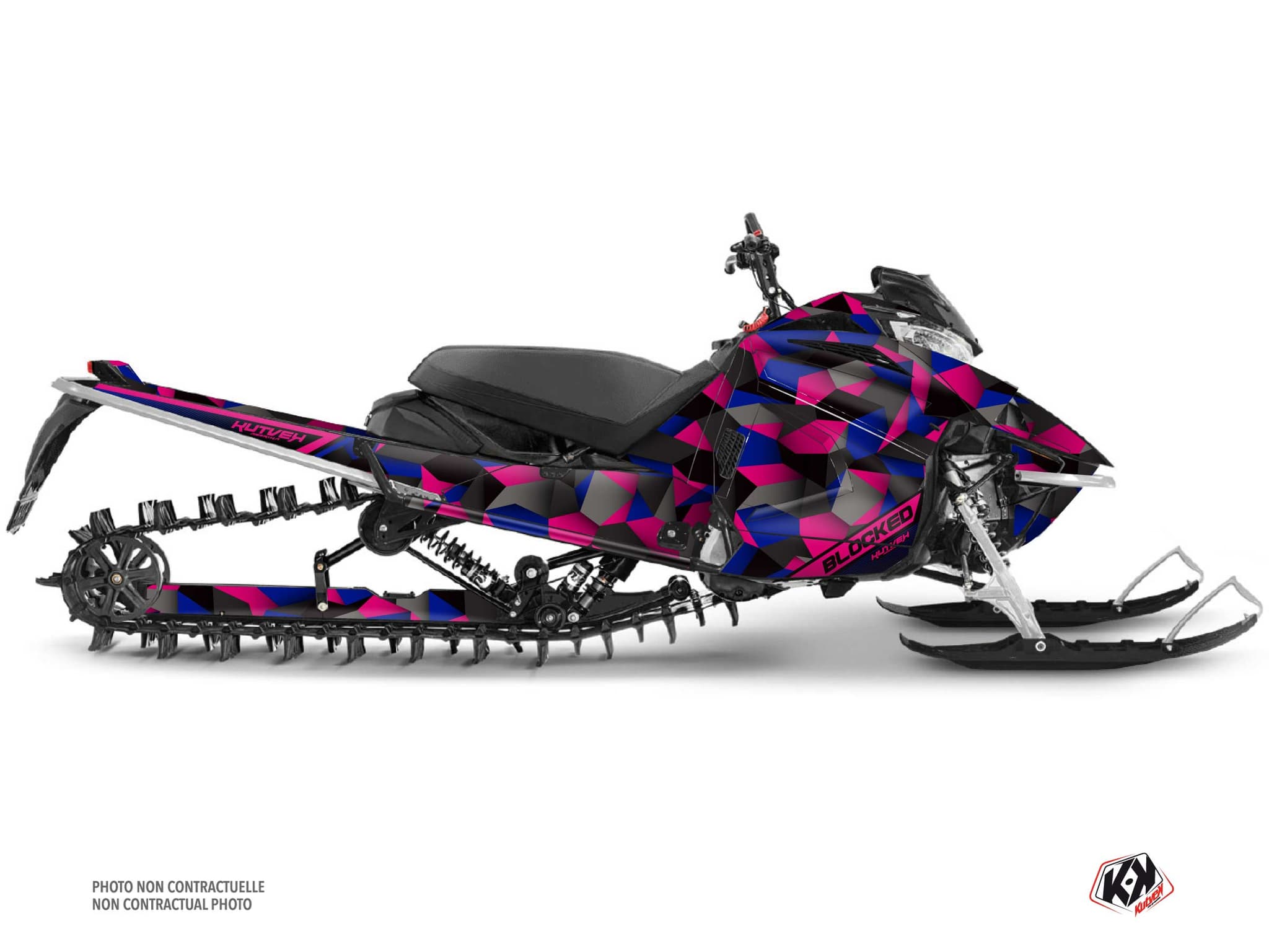 Snowmobile YAMAHA SIDEWINDER SRX blocked Black-Pink-Blue graphic kit