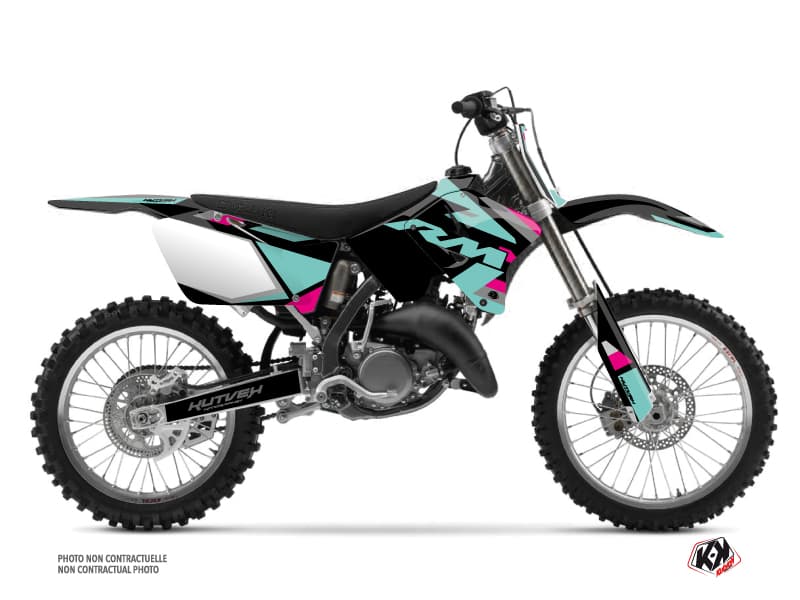 kit graphique motocross suzuki rm 250 label turquoise