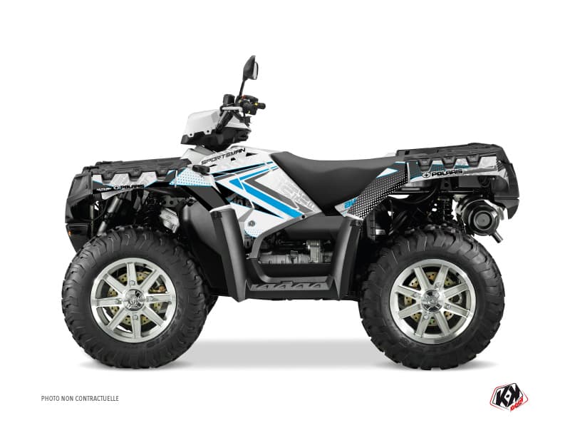 kit graphique quad polaris sportsman 550 forest rock blanc-bleu