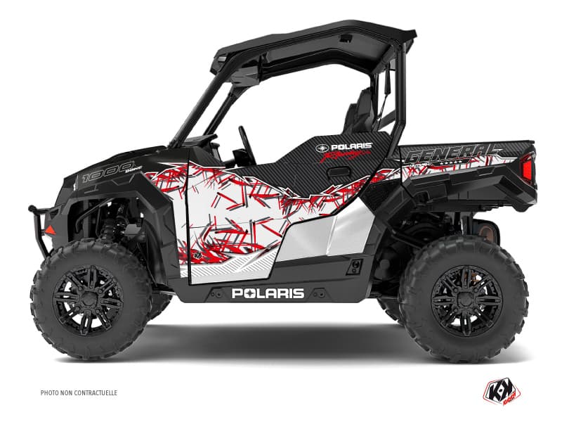 kit graphique ssv polaris general 1000 action rouge-blanc