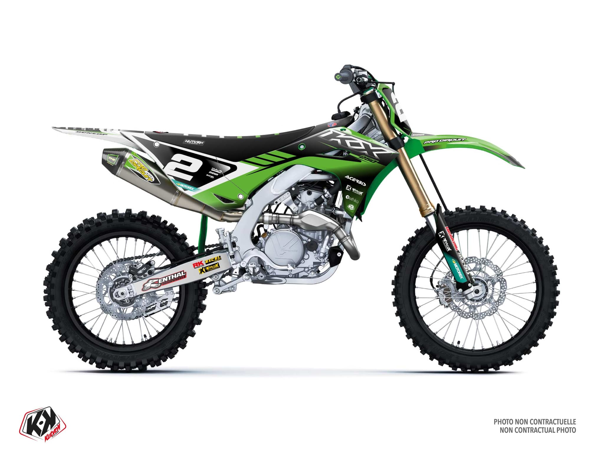 Kit graphique Motocross KAWASAKI KX 250 F ADDER Vert
