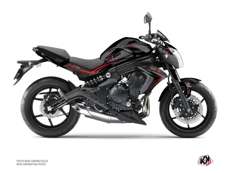 kit graphique moto kawasaki er-6n airline noir-rouge