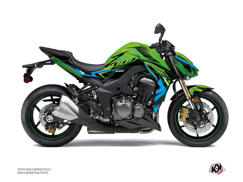 kit graphique moto kawasaki z 1000 airline vert-bleu