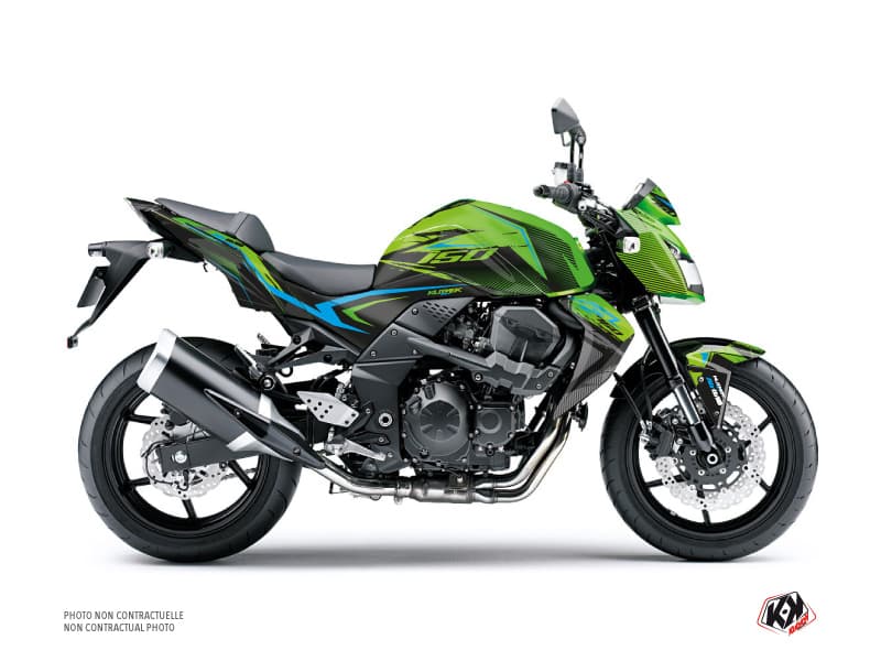 kit graphique moto kawasaki z 750 airline vert-bleu
