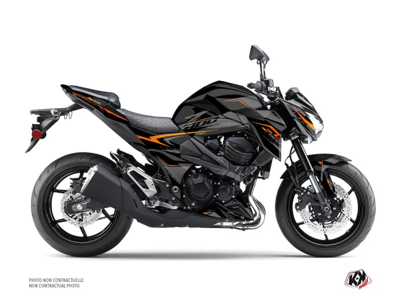 kit graphique moto kawasaki z 800 airline noir-orange