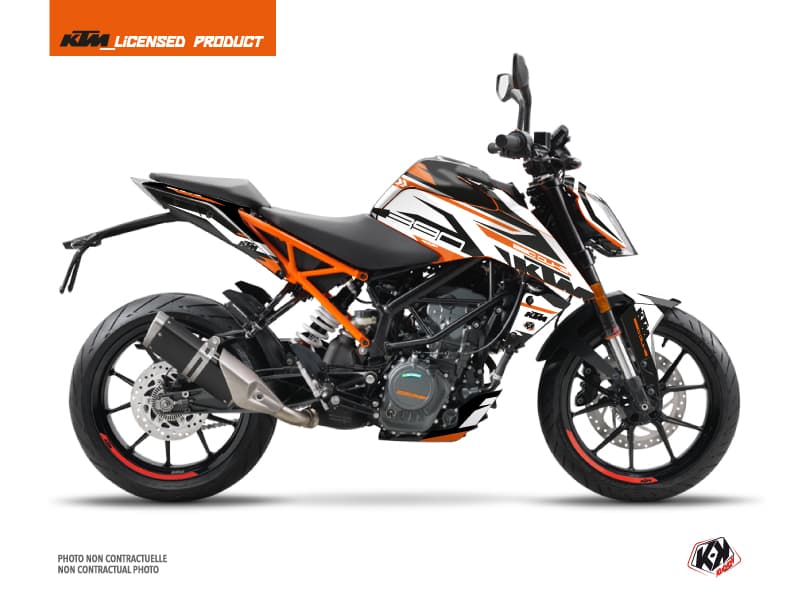 kit graphique moto ktm duke 390 arkade orange-blanc