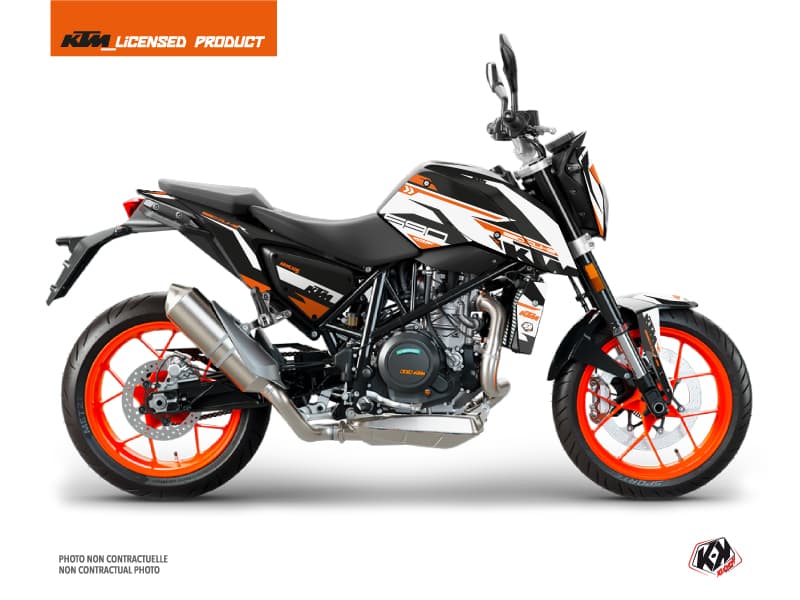 kit graphique moto ktm duke 690 r arkade orange-blanc