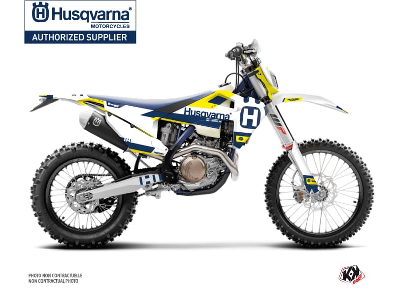 kit graphique motocross husqvarna te 150 block bleu-jaune