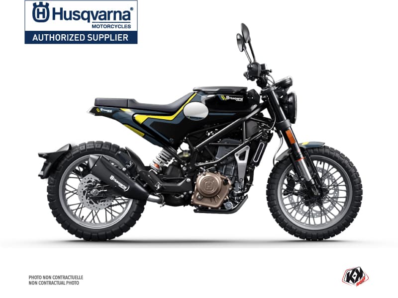 deko-set moto husqvarna svartpilen 401 bobber blau-gelb