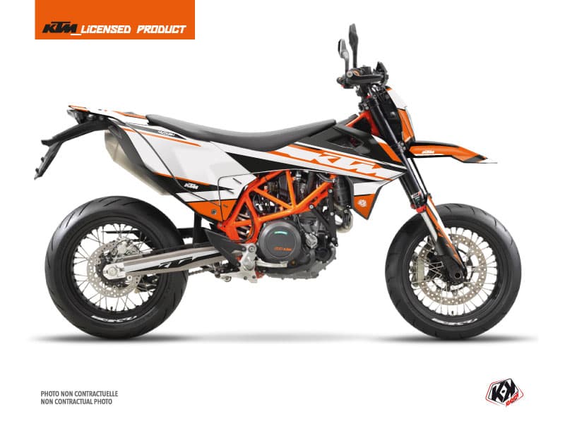 kit graphique motocross ktm smc 690 r breakout orange-blanc