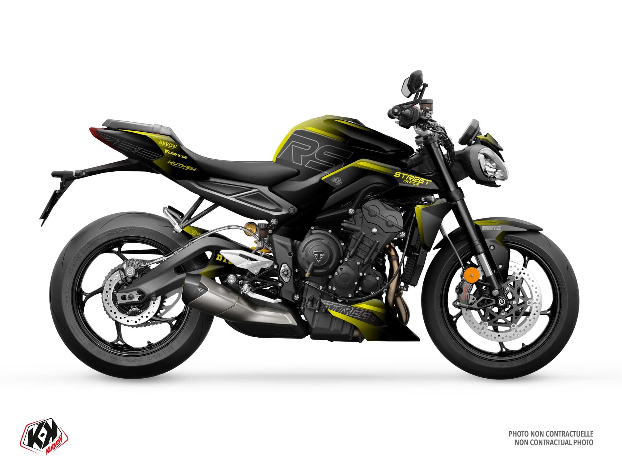 Kit graphique Moto TRIUMPH STREET TRIPLE 765 RS BURNOUT Noir | Triumph | Kutvek