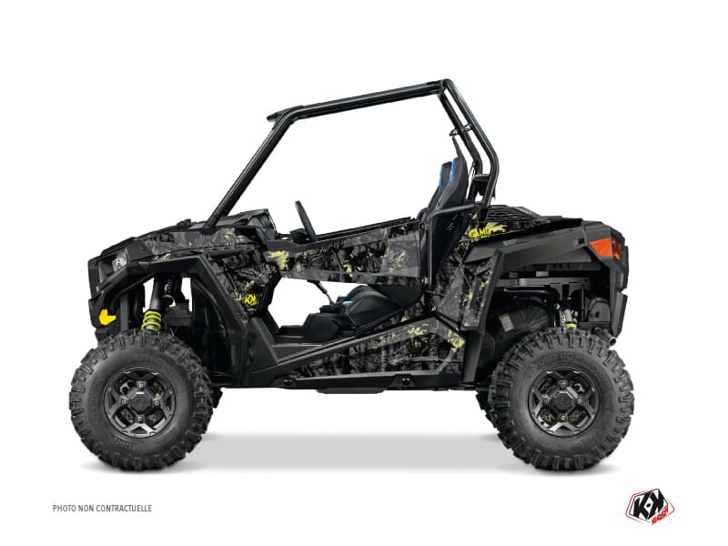 kit graphique ssv polaris rzr 900 camo noir-jaune