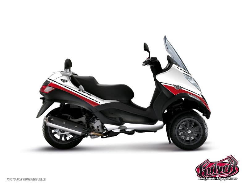deko-set maxi-scooter piaggio mp3 300 lt hybrid cooper weiß-rot
