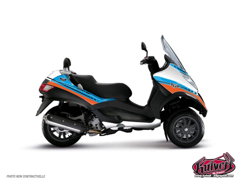 deko-set maxi-scooter piaggio mp3 300 lt hybrid cooper blau-orange