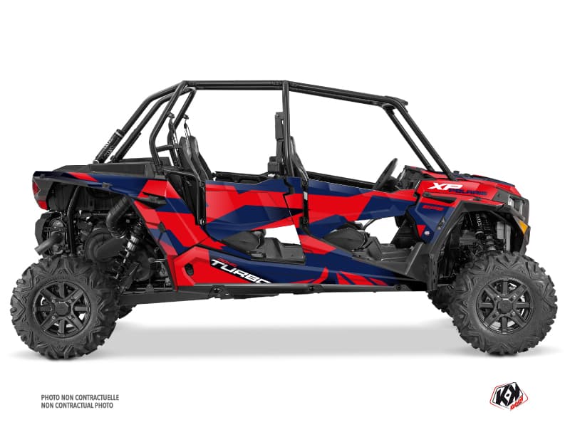 Kit graphique SSV Graphite Polaris RZR 1000 Turbo 4 portes Rouge Bleu