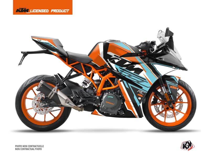 kit graphique moto ktm rc 390 crux orange-bleu