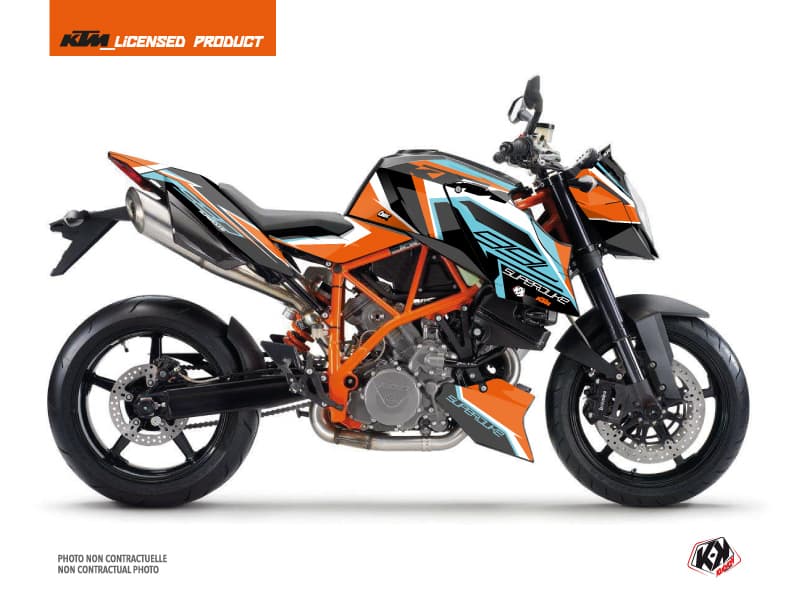 kit graphique moto ktm super duke 990 r crux orange-bleu