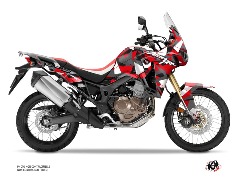 Kit Graphique Moto Delta Honda Africa Twin CRF 1000 L Gris Rouge