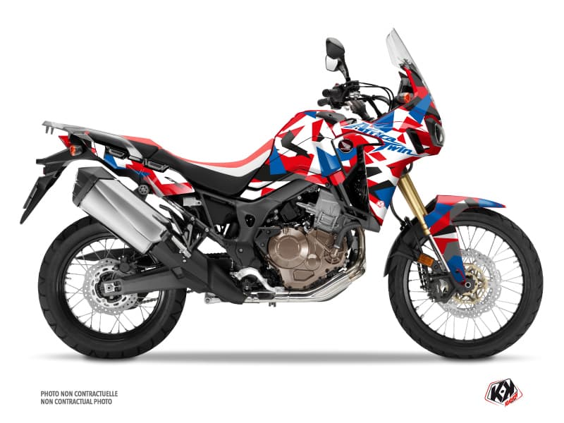 Kit Graphique Moto Delta Honda Africa Twin CRF 1000 L Rouge Bleu