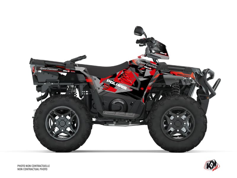 kit graphique quad polaris sportsman 570 forest elka gris-rouge