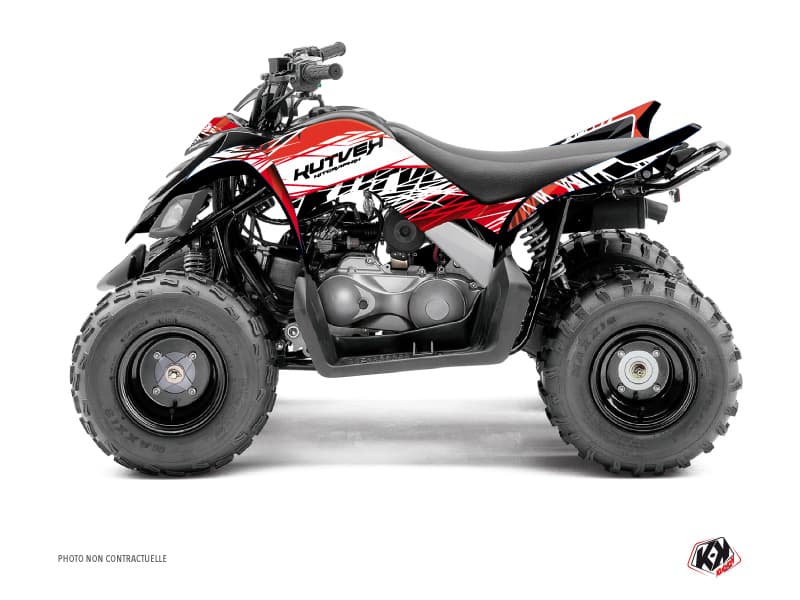 kit graphique quad yamaha raptor 90 eraser rouge-blanc