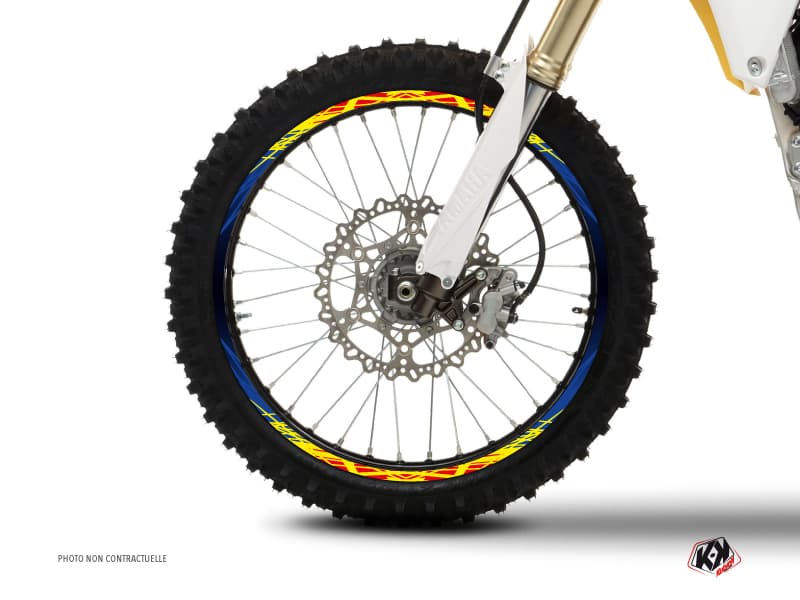 kit graphique tour de jantes motocross eraser bleu jaune | Tour de Jantes | Kutvek