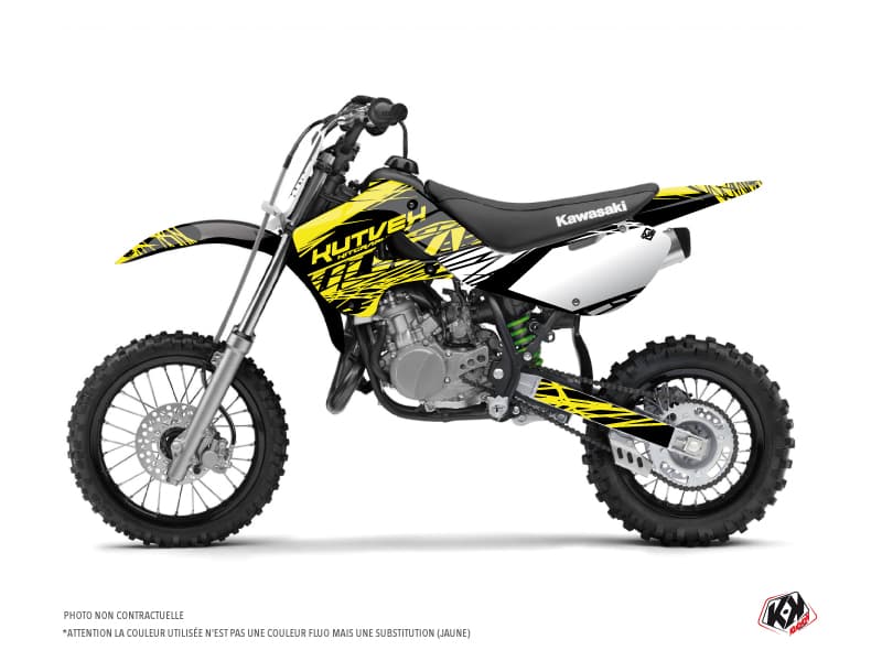 kit graphique motocross kawasaki kx 65 eraser fluo jaune